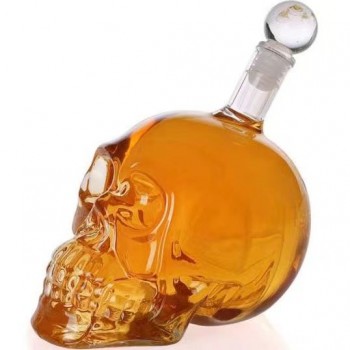 河间华企生产骷髅头醒酒器玻璃工艺泡酒瓶高硼硅玻璃酒瓶