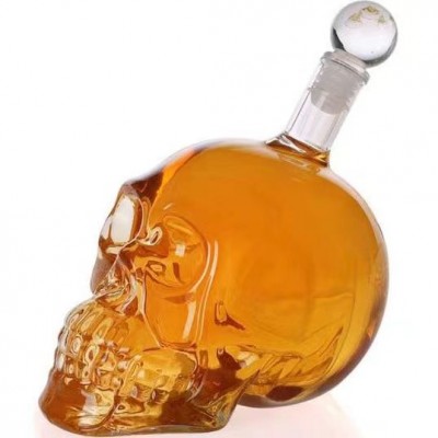 河间华企生产骷髅头醒酒器玻璃工艺泡酒瓶高硼硅玻璃酒瓶