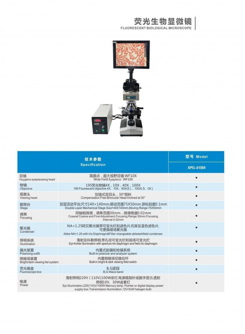 上海月圆光学显微镜XPG-01SM荧光生物显微镜 生物显微镜 高倍率光学显微镜-1