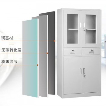 简约风加厚文件柜 上玻下铁结构设计 方便文件资料的整理