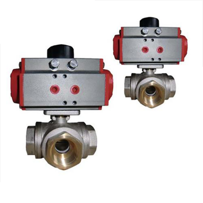 气动三通球阀Q614F 内螺纹气动三通球阀